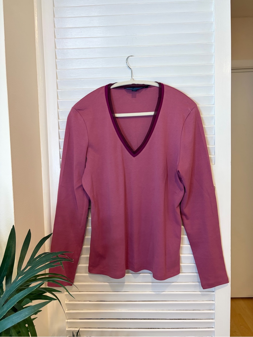 Perfect Fall Top Boden Cotton & Silk V-Neck Long Sleeve Top Size 16 / L